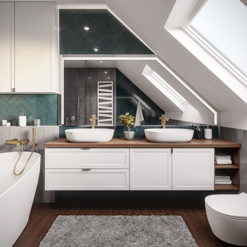 Sandgestrahlter Spiegel für das Dachgeschoss mit...