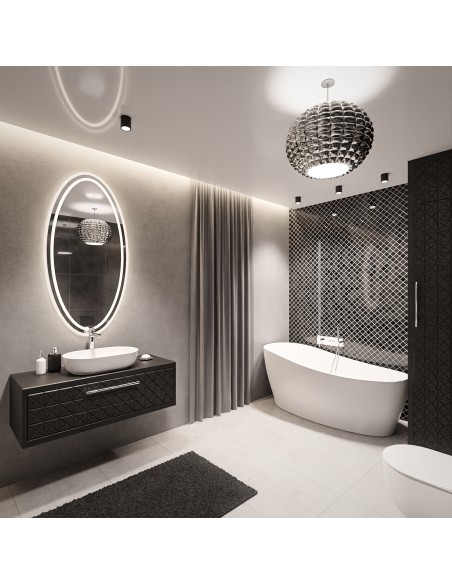 Elliptischer Spiegel mit Hintergrundbeleuchtung, sandgestrahlt - FRIDA LED II