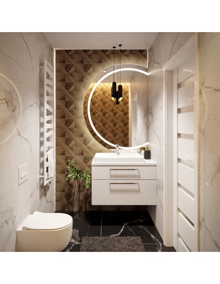 Runder Badezimmerspiegel mit Hintergrundbeleuchtung, seitlich zugeschnitten - MAIA LED Abgeschnittene Seite