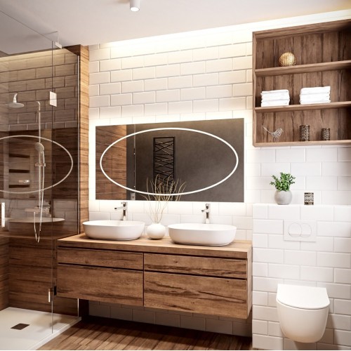 Rechteckiger Badezimmerspiegel mit Hintergrundbeleuchtung...