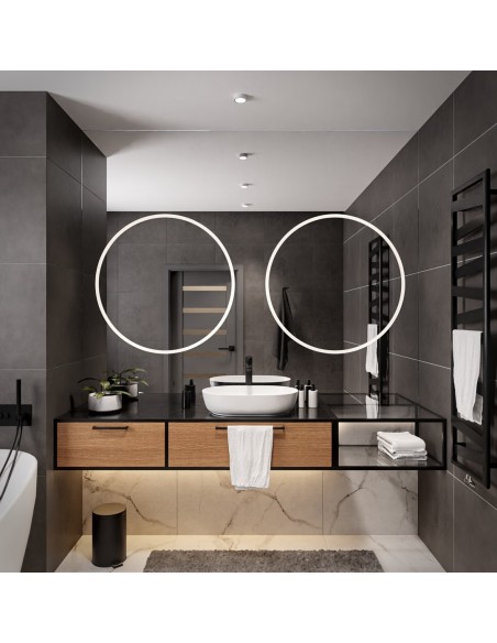 Rechteckiger Badezimmerspiegel mit Hintergrundbeleuchtung - HUGO DOUBLE LED