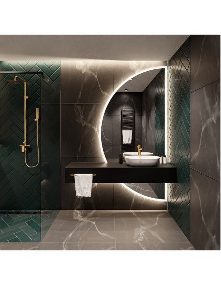 Spiegel für Badezimmer mit Hintergrundbeleuchtung zweiteiliger Halbkreis - DOPPIO LED II