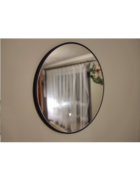 Runder Spiegel in schwarzem MDF SLIM Rahmen - OTYLIA - Rahmenfarbe nach Wahl