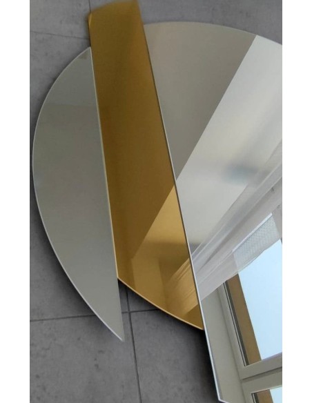 Runder Dekospiegel mit goldfarbenem Streifen - BONA