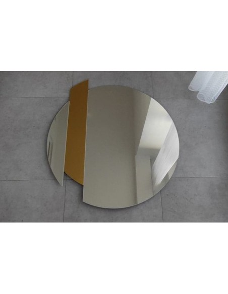 Runder Dekospiegel mit goldfarbenem Streifen - BONA