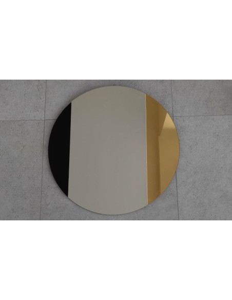 Runder Dekospiegel, zweifarbige Spiegeltafel – in Schwarz und Gold - ANTON