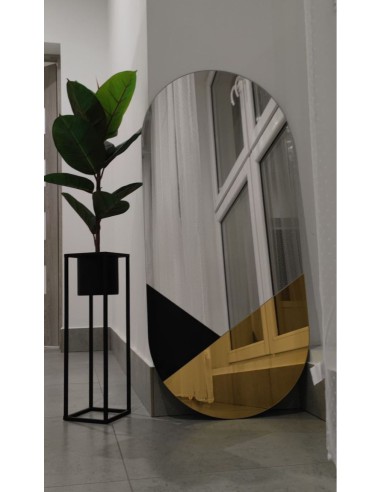 Exklusiver ovaler Dekospiegel in Schwarz und...