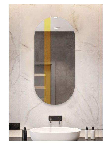 Ovalspiegel mit Dekostreifen in glänzendem Gold - EMMA