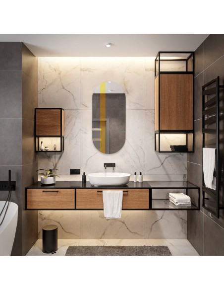 Ovalspiegel mit Dekostreifen in glänzendem Gold - EMMA