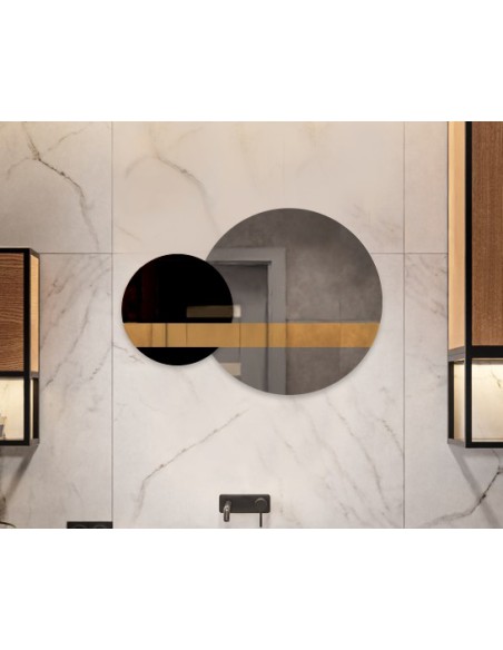 Set von Dekospiegeln, Spiegeltafel in Gold und Schwarz (Lacobel) - GOLD MOON