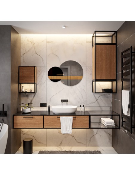 Set von Dekospiegeln, Spiegeltafel in Gold und Schwarz (Lacobel) - GOLD MOON