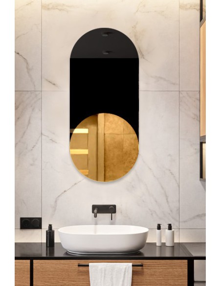 Exklusiver ovaler Dekospiegel mit schwarzem Lacobel - ONYX