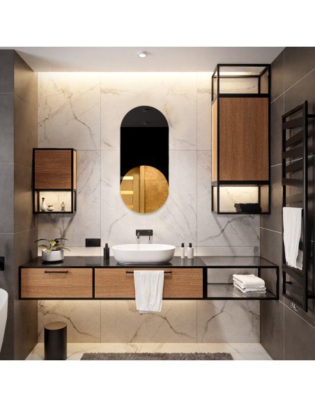 Exklusiver ovaler Dekospiegel mit schwarzem Lacobel - ONYX