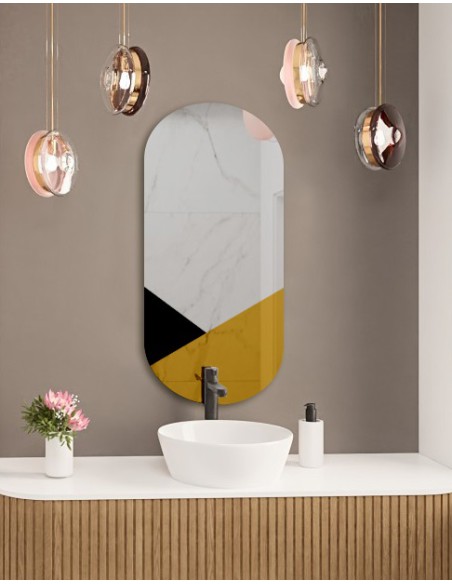 Exklusiver ovaler Dekospiegel in Schwarz und Gold - ROYAL