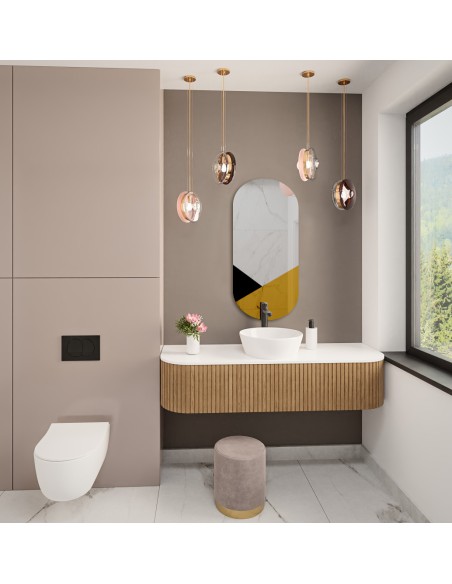 Exklusiver ovaler Dekospiegel in Schwarz und Gold - ROYAL