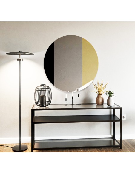 Runder Dekospiegel, zweifarbige Spiegeltafel – in Schwarz und Gold - ANTON