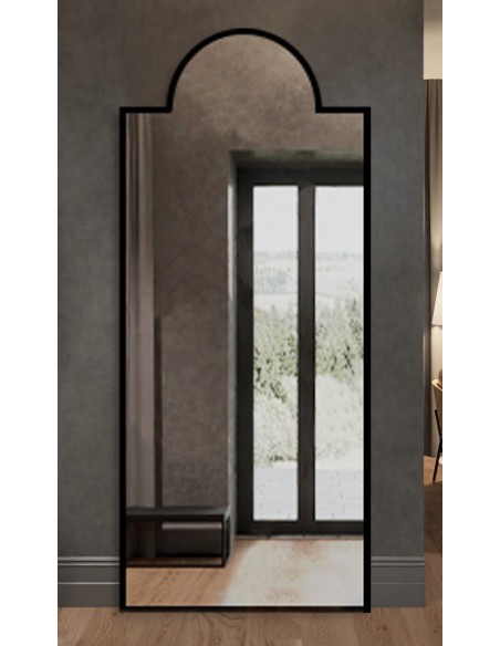 Dekorativer Bogenspiegel mit schwarzem MDF-Rahmen - ROSANO