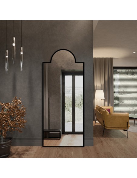 Dekorativer Bogenspiegel mit schwarzem MDF-Rahmen - ROSANO