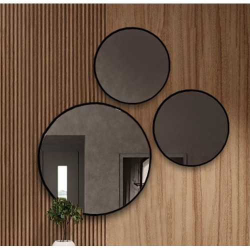 Satz mit drei runden Spiegeln in schlankem MDF-Rahmen -... 2