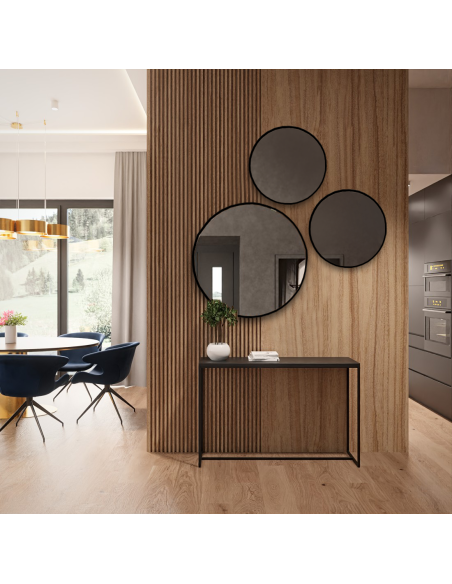 Satz mit drei runden Spiegeln in schlankem MDF-Rahmen - FITRI II