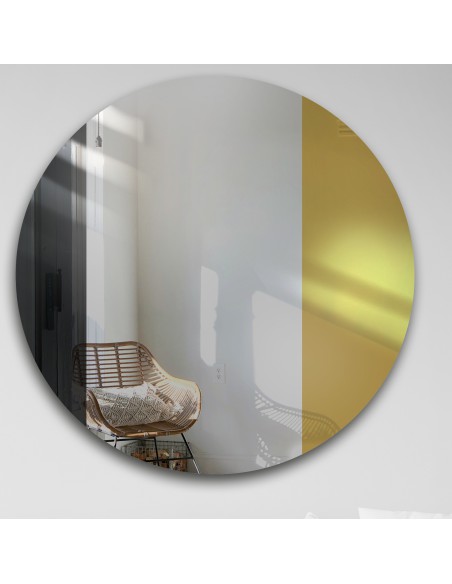Runder Dekospiegel, zweifarbige Spiegeltafel – in Schwarz und Gold - ANTON