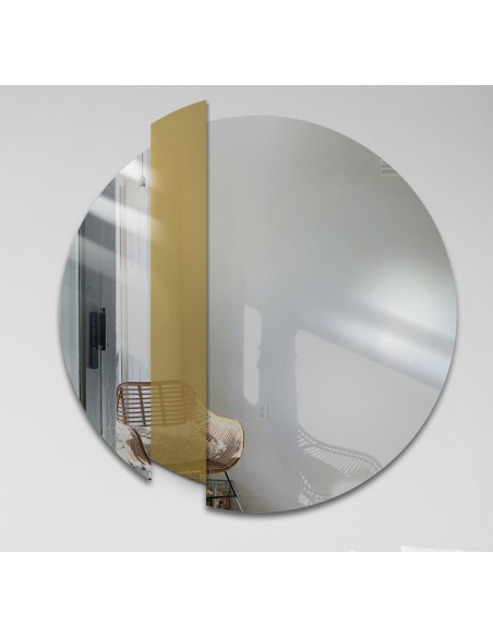 Runder Dekospiegel mit goldfarbenem Streifen - BONA