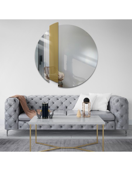 Runder Dekospiegel mit goldfarbenem Streifen - BONA