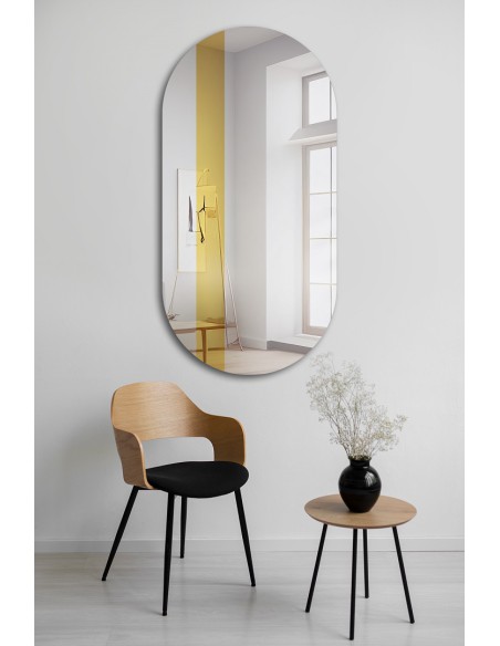 Ovalspiegel mit Dekostreifen in glänzendem Gold - EMMA