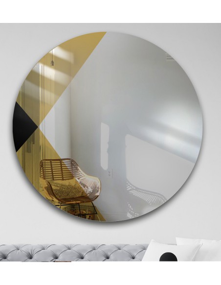 Runder Dekospiegel, zweifarbige Spiegeltafel - in Schwarz und Gold - HENRY