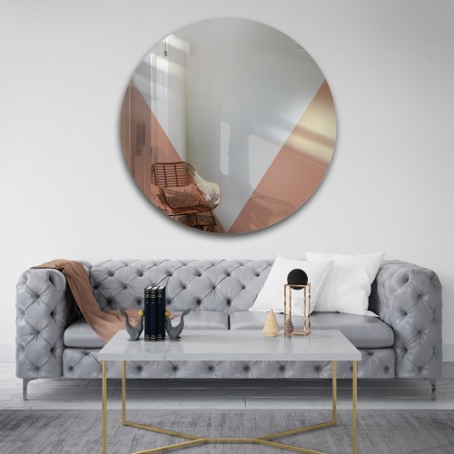 Runder Dekospiegel Spiegeltafel in Kupfer, Roségold - LOLO 2