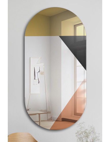 Ovalspiegel mit dekorativer bunter Spiegeltafel...