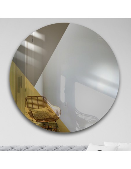 Runder Dekospiegel, zweifarbige Spiegeltafel in Gold und Braun - RONI