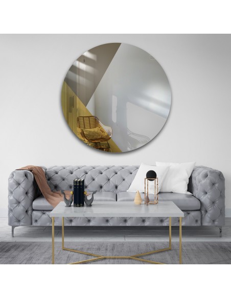 Runder Dekospiegel, zweifarbige Spiegeltafel in Gold und Braun - RONI
