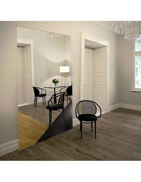 Großer dekorativer Spiegel mit farbigem Paneel - LISA