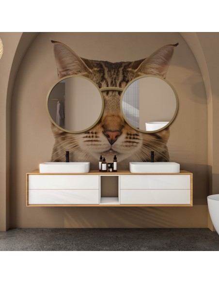 Satz von runden Spiegeln Katze in Gläsern mdf - BRILLE