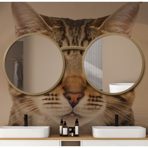 Satz von runden Spiegeln Katze in Gläsern mdf - BRILLE