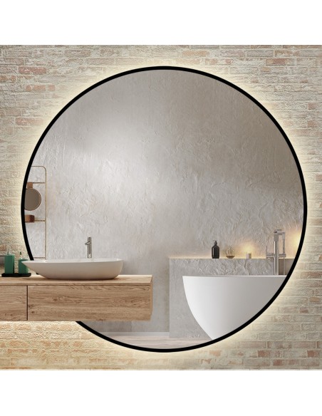 Runder Led-Spiegel nach Maß mit Schrankausschnitt im MDF-Rahmen - ORFEUSZ LED