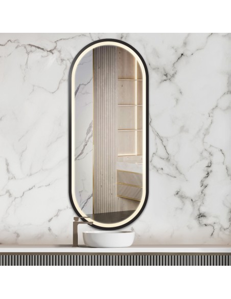 Ovaler Spiegel in Mdf-Rahmen mit Beleuchtung - OSKAR LED II