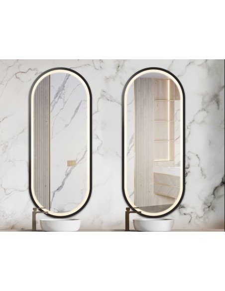 Satz ovale Spiegel in Mdf-Rahmen mit Beleuchtung - SET OSKAR LED II