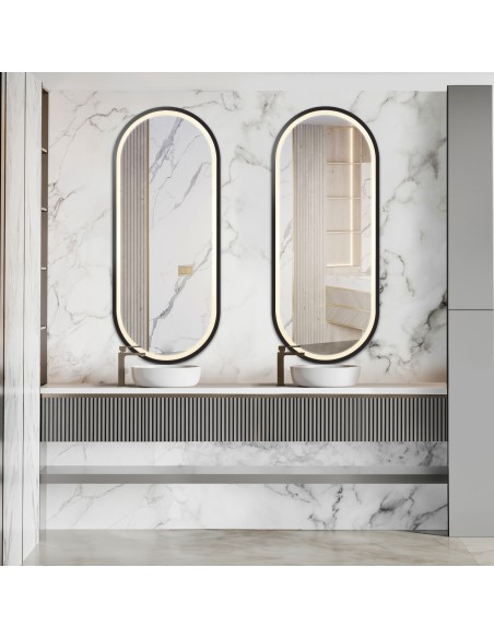 Satz ovale Spiegel in Mdf-Rahmen mit Beleuchtung - SET OSKAR LED II