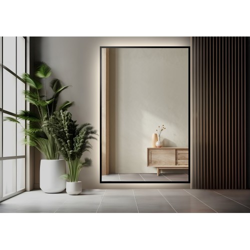 Spiegel in schwarzem Rahmen mit Beleuchtung - 1503 LED -... 2