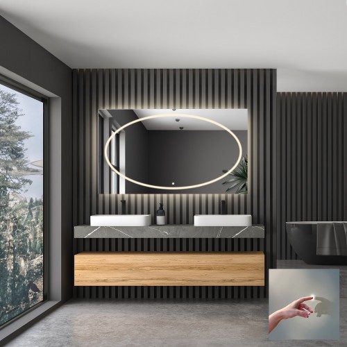 Rechteckiger Badezimmerspiegel mit Schalter - MELISA LED... 2