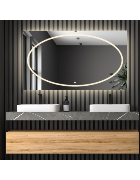 Rechteckiger Badezimmerspiegel mit Schalter - MELISA LED PREMIUM