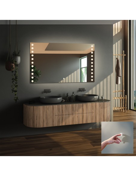Rechteckiger Badezimmerspiegel mit Schalter - OLIWIA LED PREMIUM