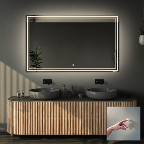 Rechteckiger Badezimmerspiegel mit Schalter - MIA LED...