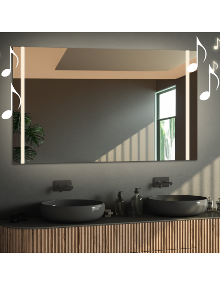 Rechteckiger Badezimmerspiegel mit Bluetooth-Lautsprecher - FLAWIA LED PREMIUM