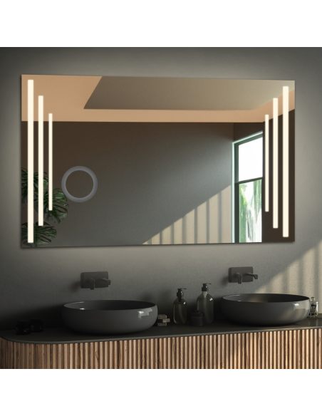 Rechteckiger Badezimmerspiegel mit Zoomspiegel - ALIS LED PREMIUM