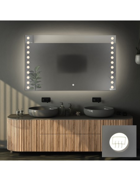 Rechteckiger Badezimmerspiegel mit Antibeschlagheizmatte - OLIWIA LED PREMIUM