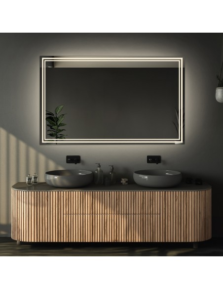 Rechteckiger Badezimmerspiegel mit Antibeschlagheizmatte - MIA LED PREMIUM