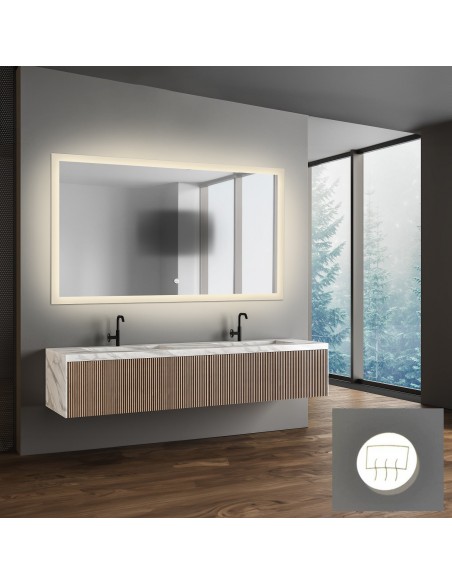 Rechteckiger Badezimmerspiegel mit Antibeschlagheizmatte - MOIRA LED PREMIUM